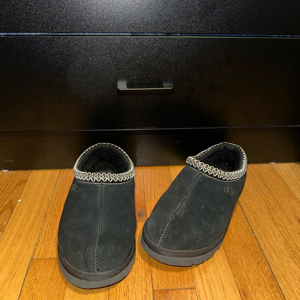 UGG Black Suede Slippers Tasman